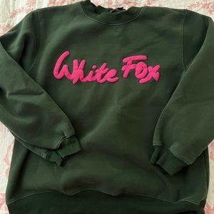 Beautiful, green and pink white fox sweatshirt